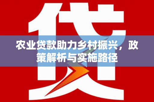 宁国农业贷款助力乡村振兴，政策解析与实施路径