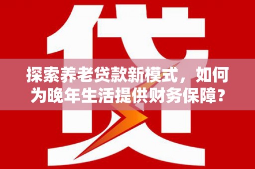 松北探索养老贷款新模式，如何为晚年生活提供财务保障？