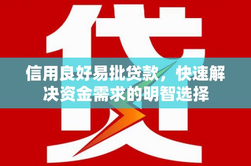甘井子信用良好易批贷款，快速解决资金需求的明智选择