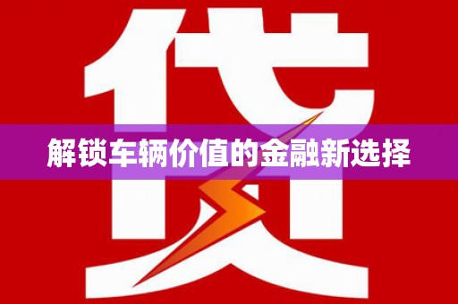 昌乐解锁车辆价值的金融新选择