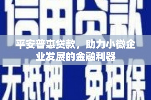 西峡平安普惠贷款，助力小微企业发展的金融利器