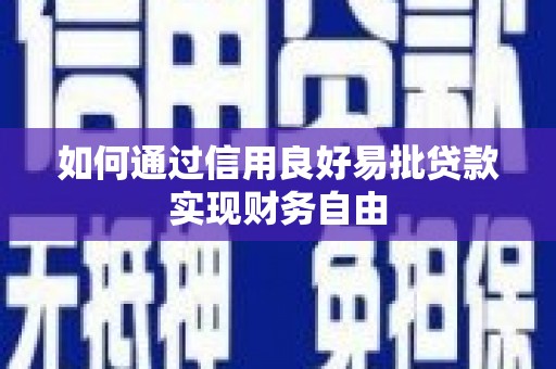 太康如何通过信用良好易批贷款实现财务自由