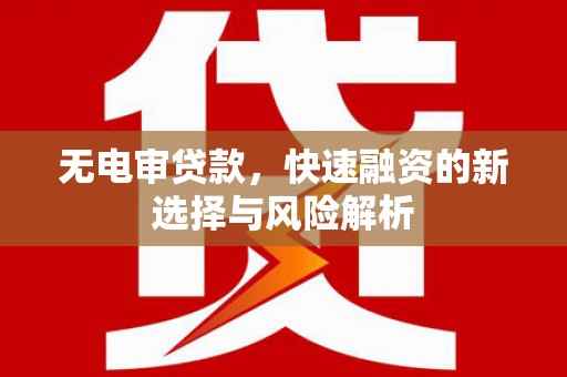 揭东无电审贷款，快速融资的新选择与风险解析